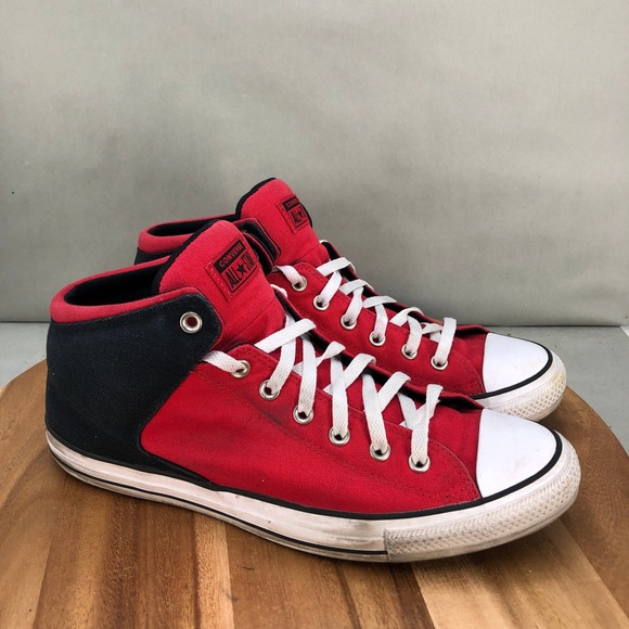 Converse All Star Street High Red Black Canvas Sneakers Skate Shoes Mens Size 13 - Picture 1 of 8